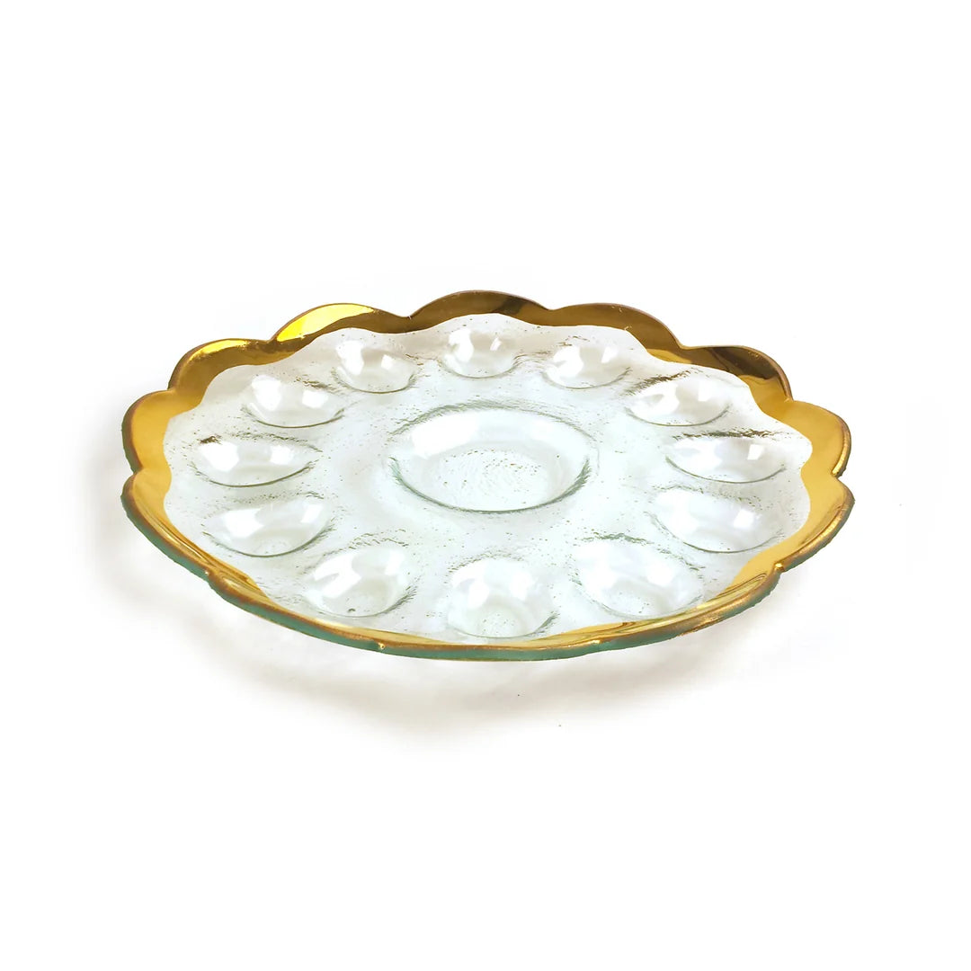 Annieglass Roman Antique Deviled Egg Platter