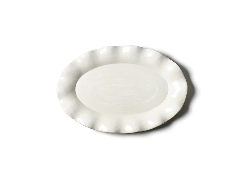 Coton Colors White Signature Ruffle Oval Platter