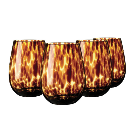 Tortoise stemless wine glasses