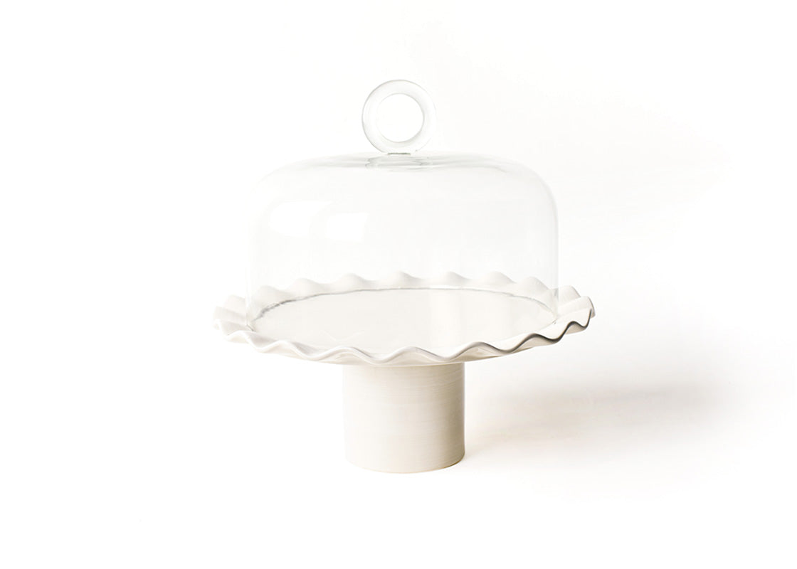 Coton Colors White Ruffle Signature Cake Stand with Dome