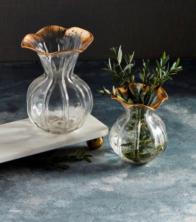 Mud Pie Gold Ruffle Small Vase