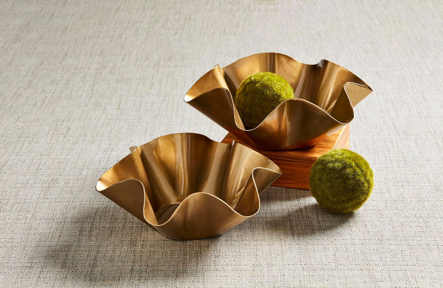 Mud Pie Gold Ruffle Nestled Bowls - 2 pack