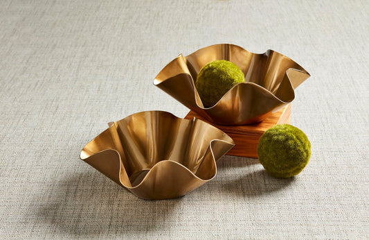Mud Pie Gold Ruffle Nestled Bowls - 2 pack