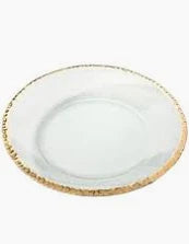 Annie Glass Round Crackle Gold Serving Dish