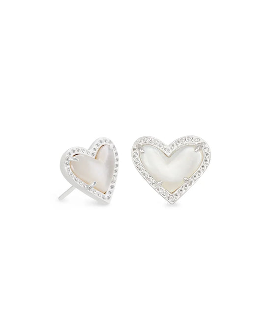 Ari Heart Earrings - Silver